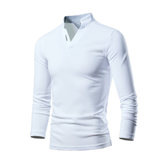 Herren Slim-Fit Langarmshirt mit Stehkragen, offenem V‑Ausschnitt und funktionalem Stretchmaterial Shop Nory