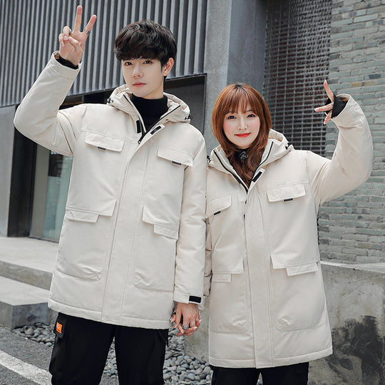 Unisex Gepolsterter langer Parka mit Kapuze Multifach-Taschen und winddichter Thermoisolierung Shop Nory