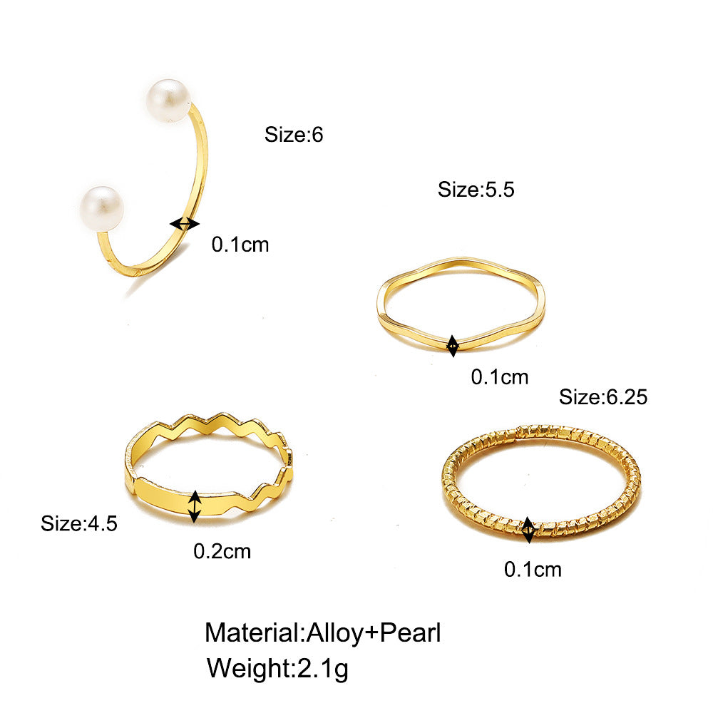 Damen Ring-Set mit exquisiten Designs und eleganten Perlenakzenten Shop Nory