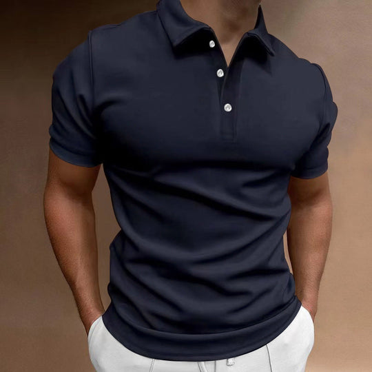 Herren nan schlank geschnittenes Stretch-Poloshirt mit Kentkragen und elastischem Saum Shopnory