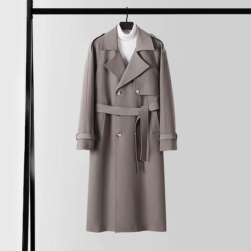 Damen Eleganter Maxi-Trenchcoat aus Wollmischung mit weitem Schalkragen und Bindegürtel Shop Nory