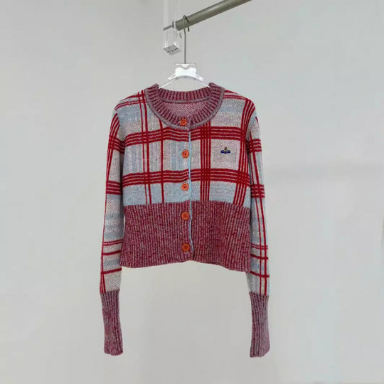 Damen modischer Karomuster Cardigan Shop Nory