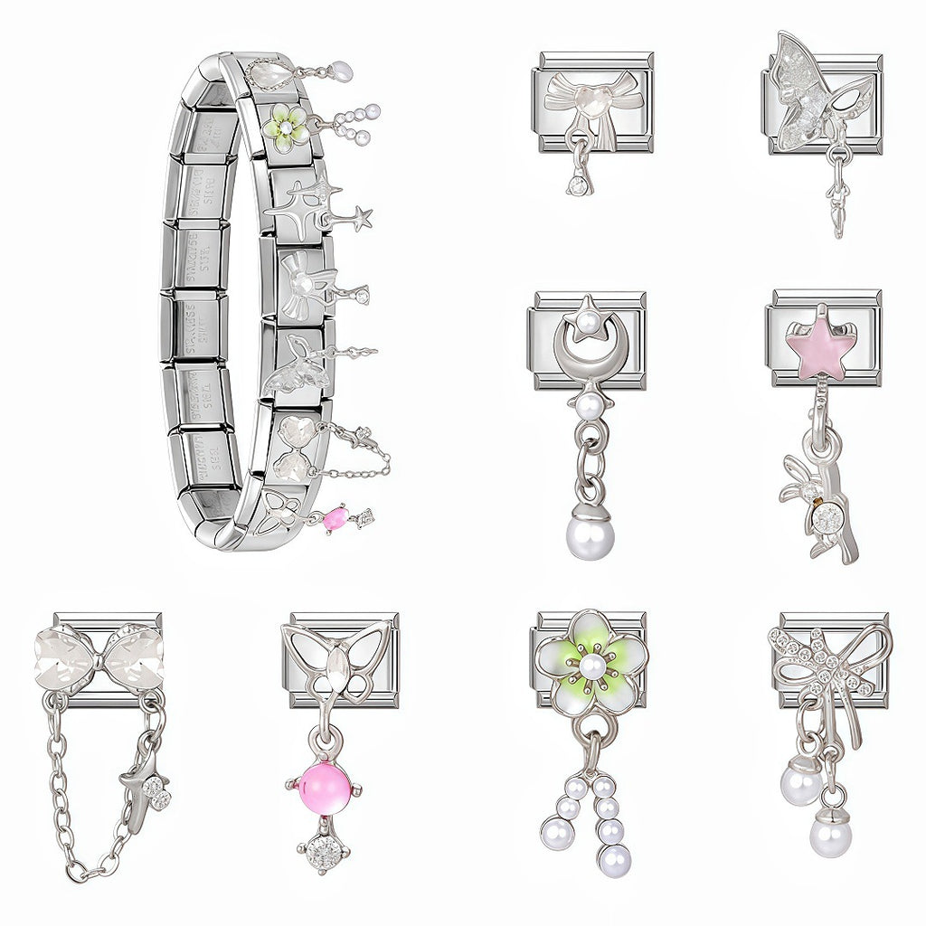 Zarte Schmetterling Charm-Link-Anhänger Aus Hochwertigem Edelstahl mit Kristallakzent