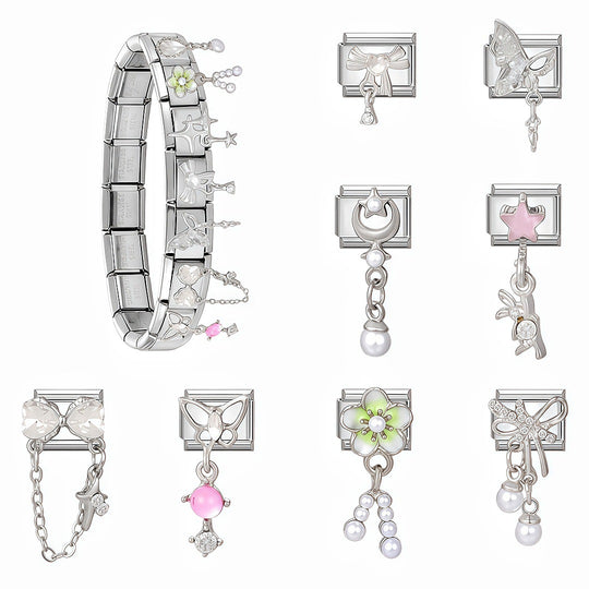 Zarte Schmetterling Charm-Link-Anhänger Aus Hochwertigem Edelstahl mit Kristallakzent