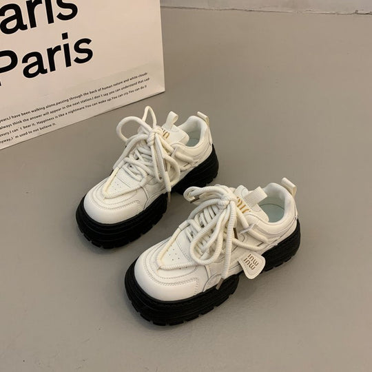 Damen modische Chunky Sneakers mit hoher Plattform und raffinierter Schnürung Shopnory