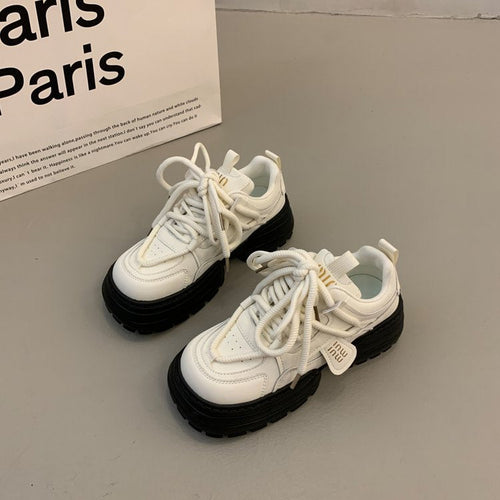 Damen modische Chunky Sneakers mit hoher Plattform und raffinierter Schnürung Shopnory