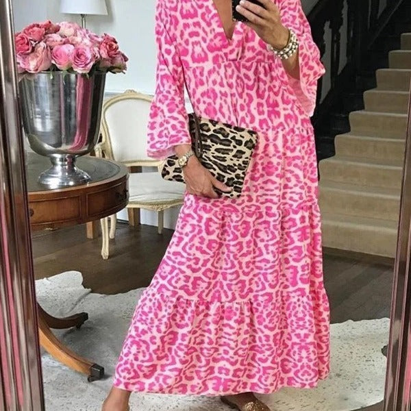 Damen Maxikleid im eleganten Leoprint