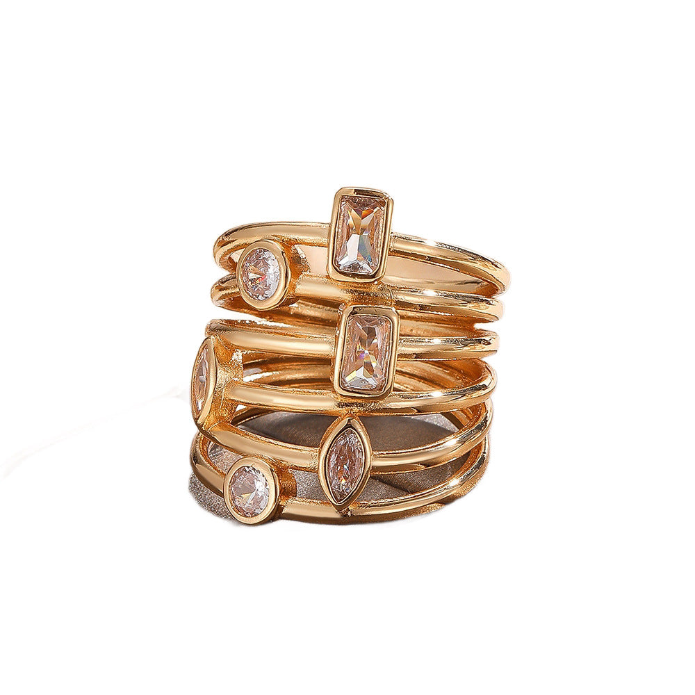 Damen Mehrreihiger Ring mit bunten Edelsteinen Shop Nory