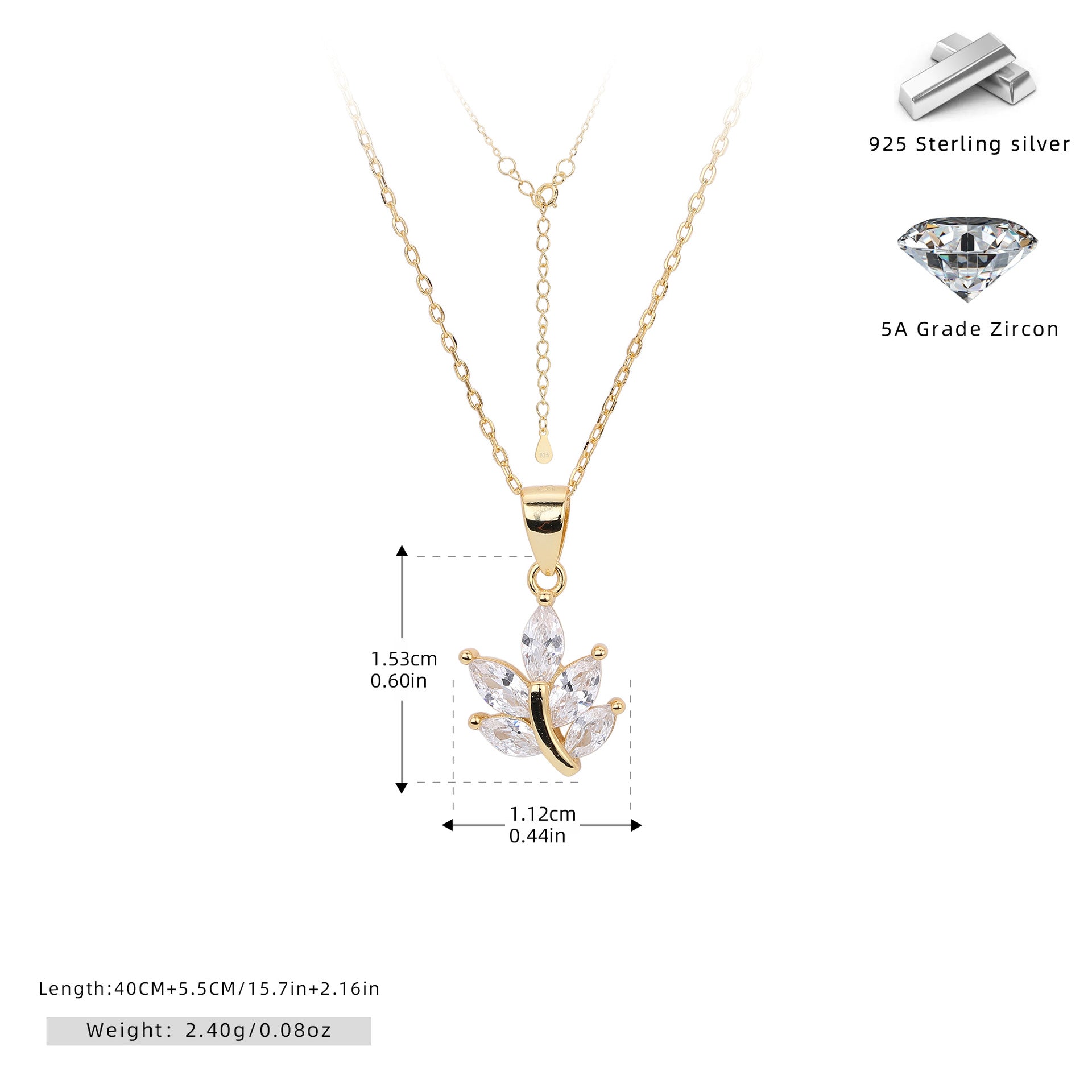 Damen Ohrstecker mit luxuriösem Blätterdesign aus 925 Sterling Silber und funkelnden Zirkonen Shop Nory