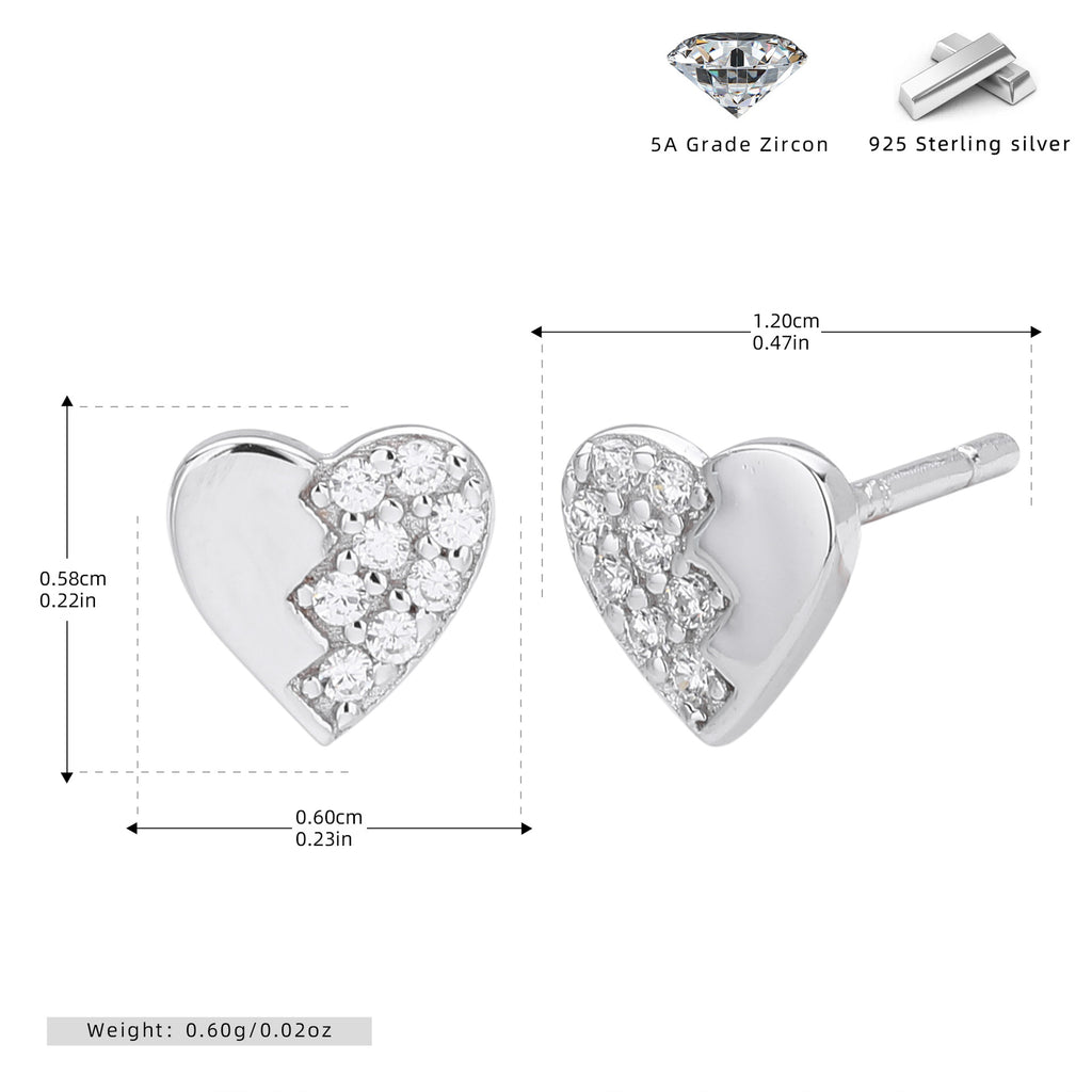 Damen Ohrstecker im herzförmigen Design mit funkelnden Zirkonia Shop Nory