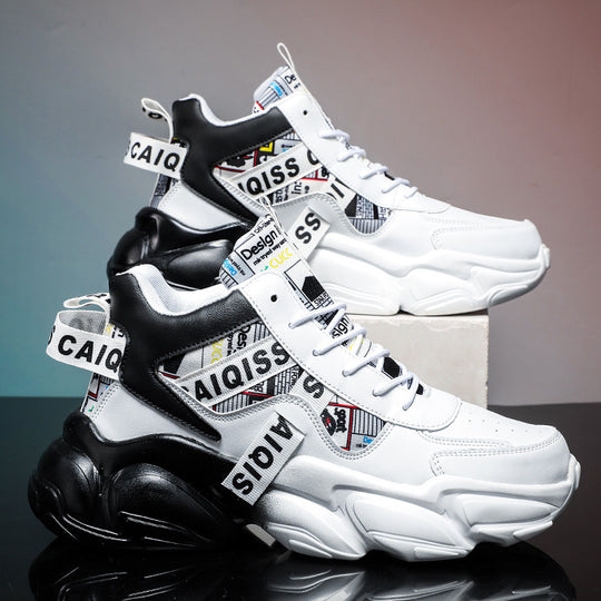 Herren futuristische High-Top Plateausneaker mit gemustertem Textil-Mix, gepolstertem Knöchelkragen und skulpturierter EVA-Sohle Shop Nory
