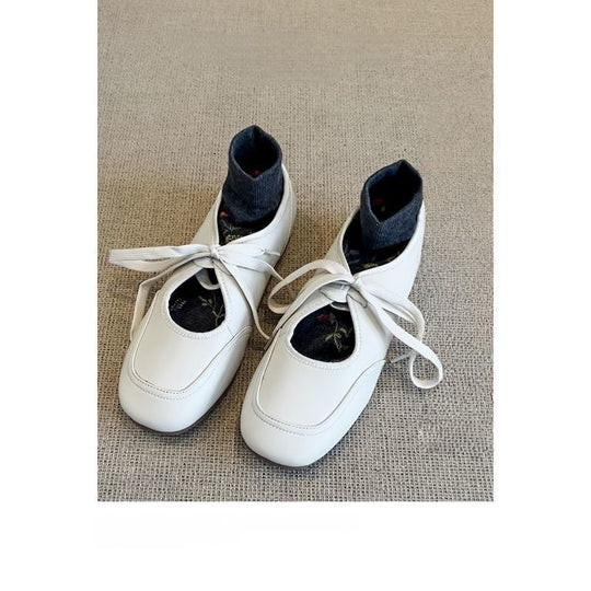 Damen Bequeme Schnürer im Retro‑Ballerina‑Look mit verstecktem Keil und Komfortfußbett Shop Nory