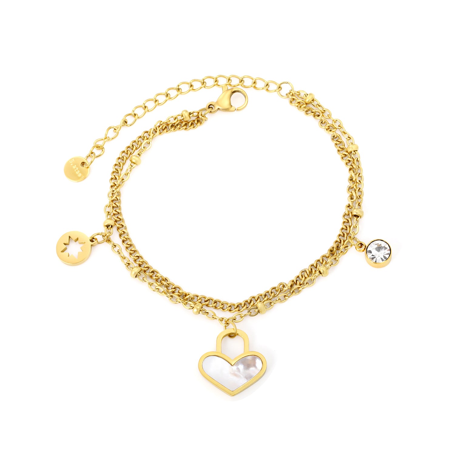 Damen Armband mit Herzen-Anhänger und funkelnden Kristallen Shop Nory