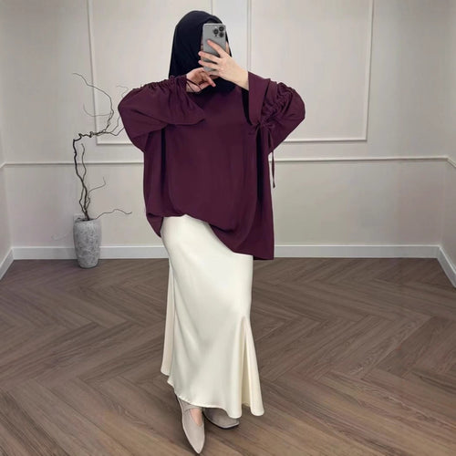 Damen Hochtaillierter Satin-Maxirock mit seidenähnlichem Fall und eleganter Trompetenform Shop Nory