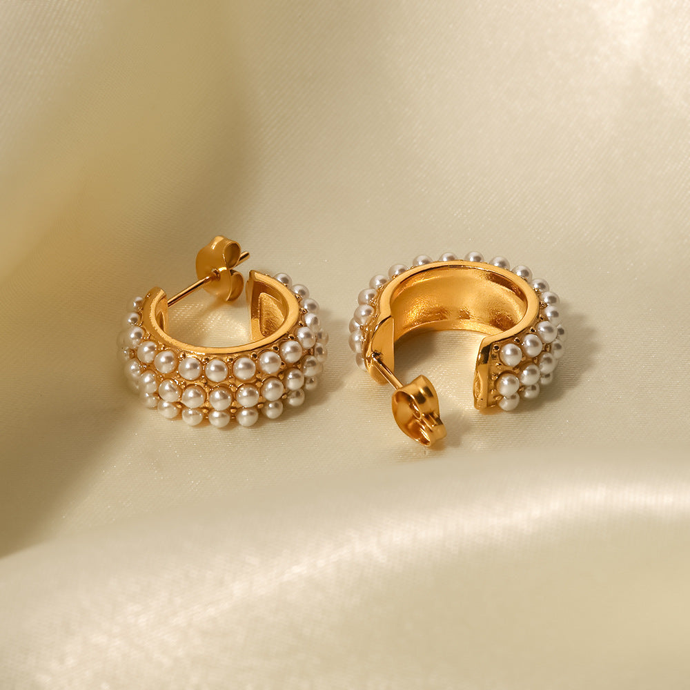 Damen Creolen mit Perlenverzierungen und elegantem Goldfinish Shop Nory