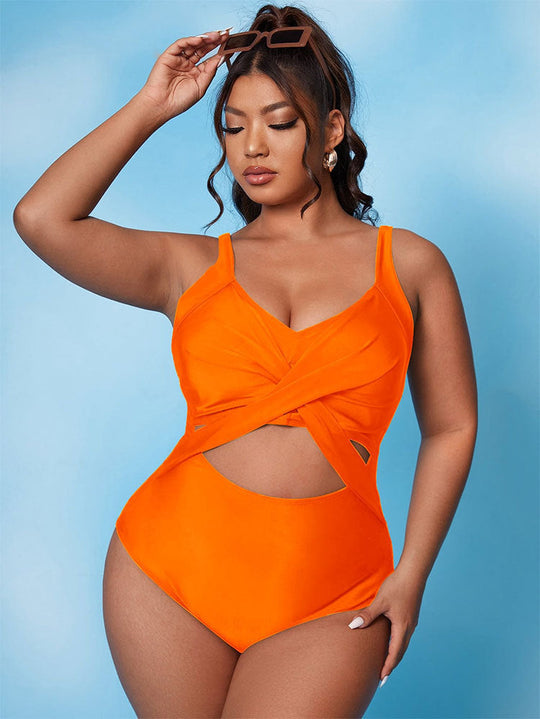 Damen Cut-Out Badeanzug mit Wickeldesign und stützendem Schnitt Shopnory