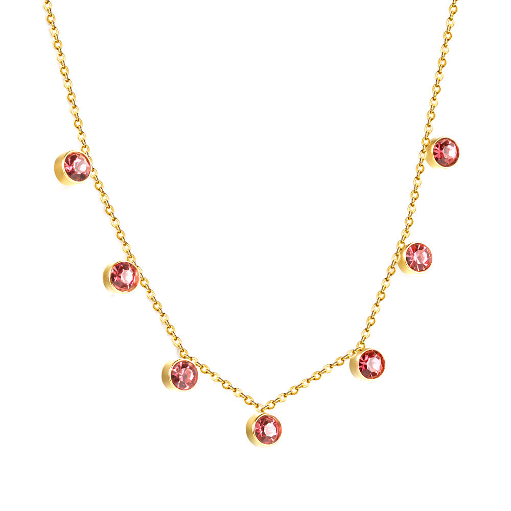 Damen Edelstahl Halskette mit funkelnden blauen Zirkonia-Anhängern Shop Nory