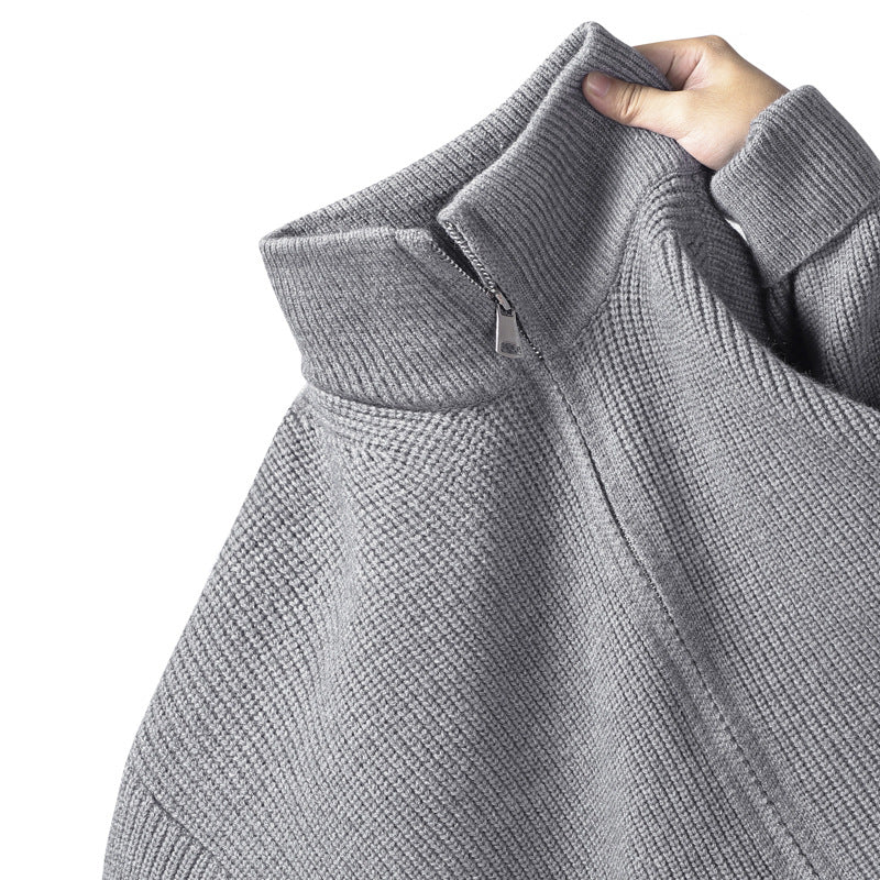 Herren Stylische Strickjacke mit hohem Kragen und Reißverschluss Shop Nory