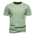 Herren nan Rundhalsshirt aus Baumwollmix mit geometrischer Laserperforation und geradem Schnitt