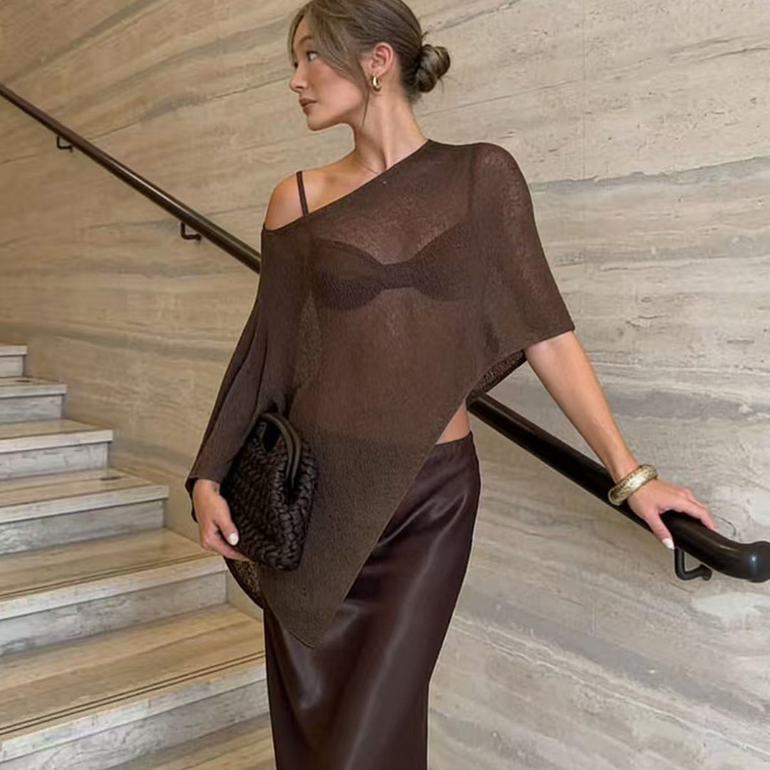 Damen transparenter Strandüberwurf mit asymmetrischem Schnitt und elegantem Design