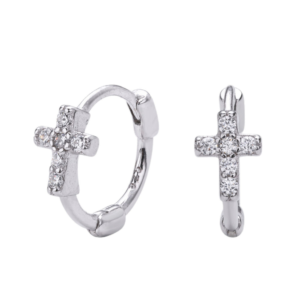 Damen Ohrhänger mit funkelndem Kreuzdesign aus 925 Sterling Silber Shop Nory