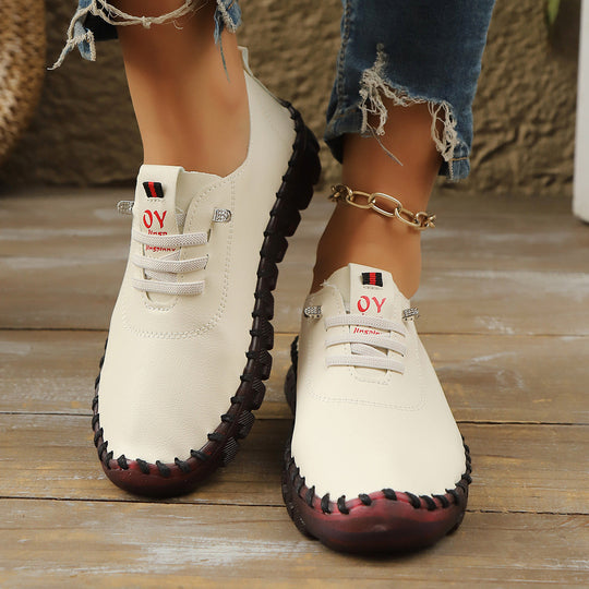 Damen Atmungsaktive und bequeme Freizeitschuhe mit elastischen Schnürsenkeln Shopnory