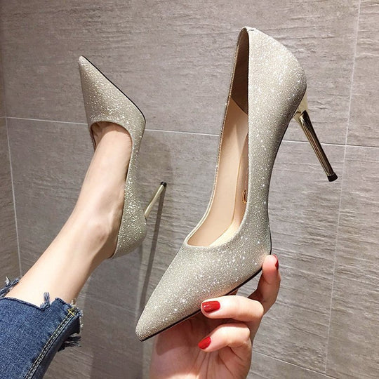 Damen Glamouröse spitze Stiletto-Pumps mit Glitzeroberfläche und ergonomischer Komfortinnensohle Shop Nory