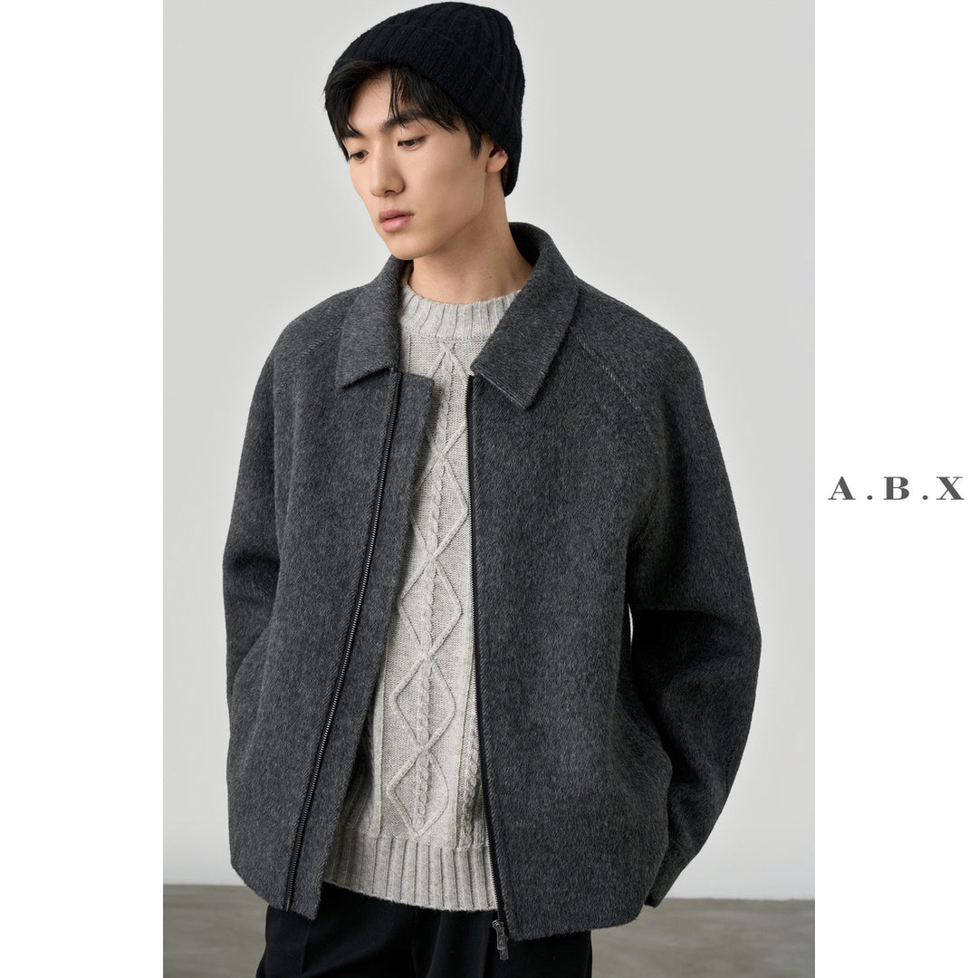 Herren Boxy‑Wollblouson mit verdecktem Zwei‑Wege‑Reißverschluss und Hemdkragen Shop Nory