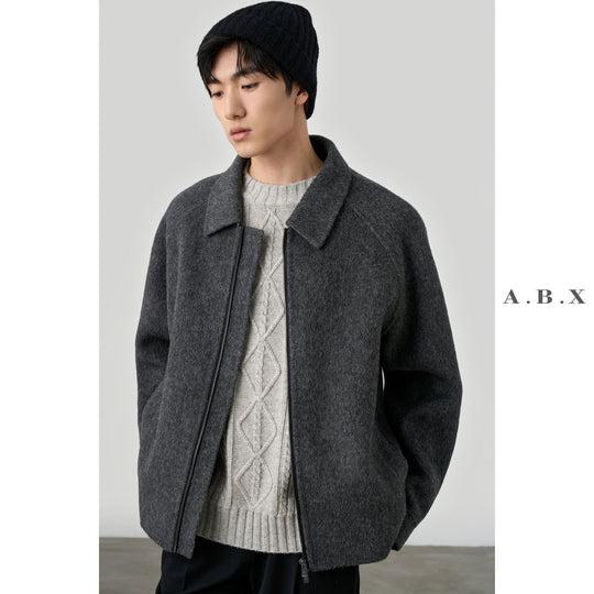 Herren Boxy‑Wollblouson mit verdecktem Zwei‑Wege‑Reißverschluss und Hemdkragen Shop Nory