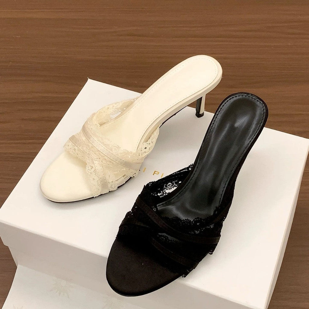 Damen Elegante Slingback-Sandaletten mit zarten Spitzenakzenten