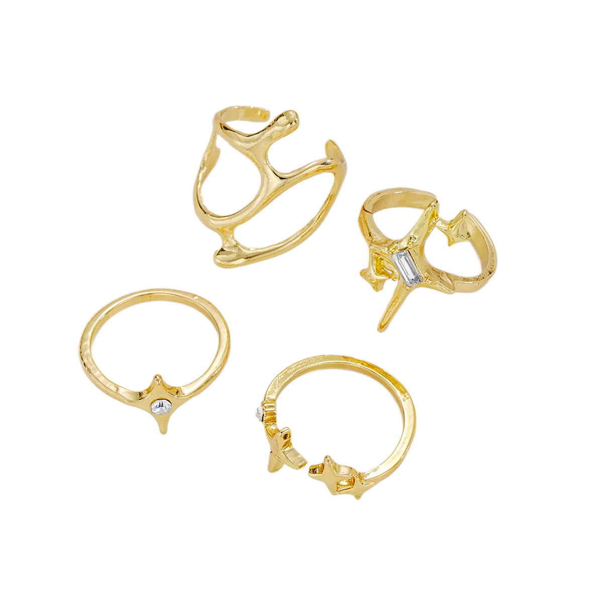 Damen Ring-Set mit einzigartigen geometrischen Designs und funkelnden Zirkonia Shop Nory