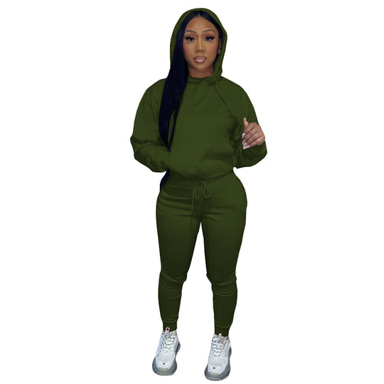 Damen nan Kapuzen-Lounge-Set mit Kängurutasche taillierter Jogginghose und Bündchen Shop Nory