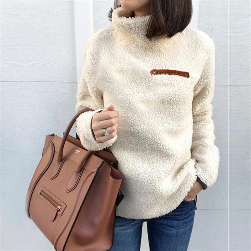 Damen Fleece-Pullover mit hohem Kragen und femininer Passform