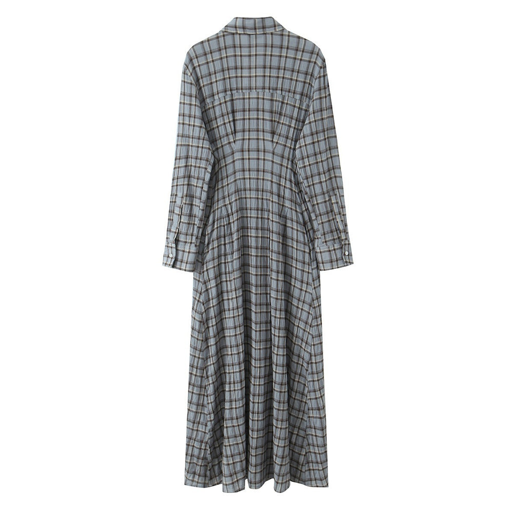 Damen Maxikleid im Hemdblusenstil mit durchgehender Knopfleiste und taillierter Faltenpartie Shop Nory