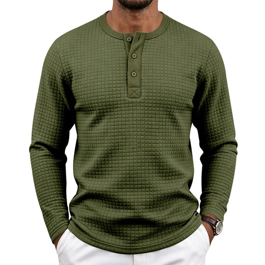 Herren Texturiertes Thermo-Henley-Langarmshirt mit Waffelstruktur und abgerundetem Saum Shop Nory