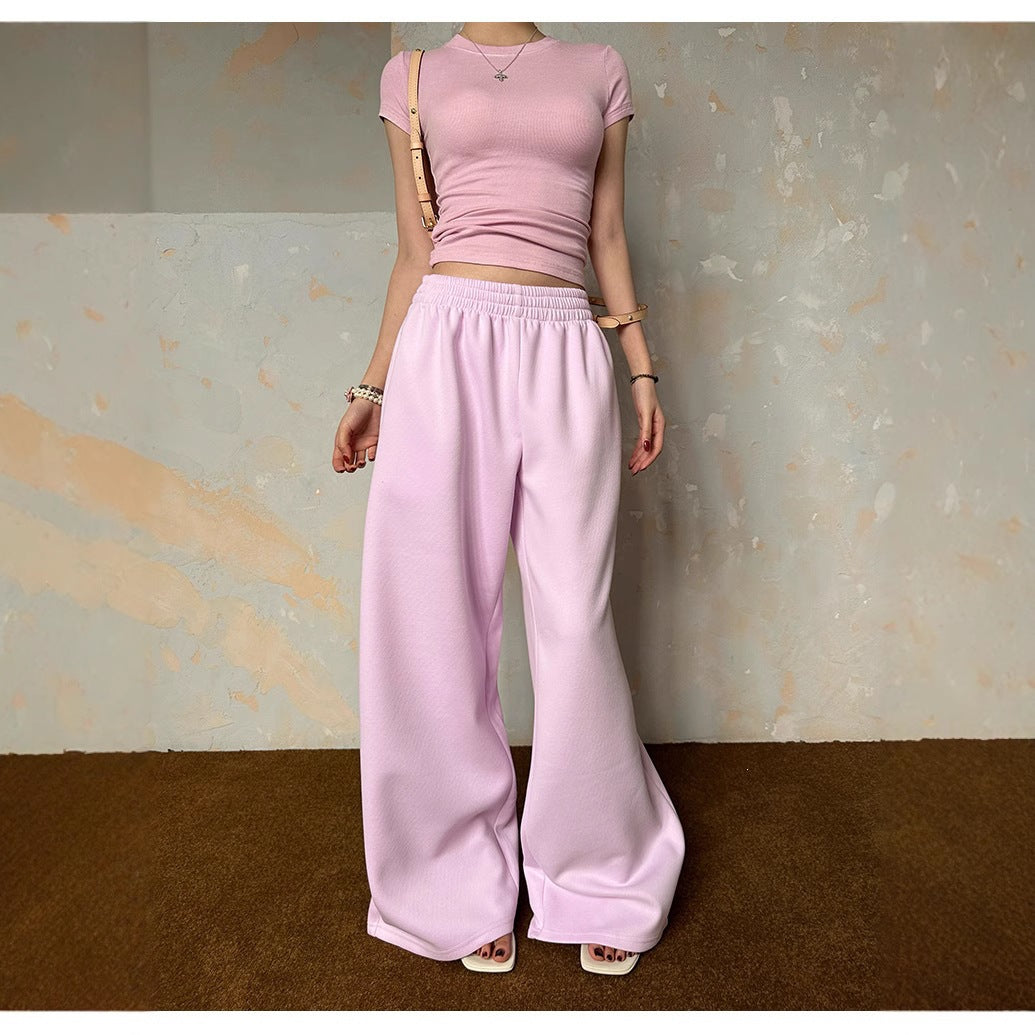 Damen nan weite Loungehose mit elastischem Bund, seitlichen Eingrifftaschen und fließendem Bein Shop Nory