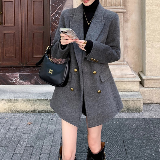 Damen Eleganter Wollmantel Shop Nory