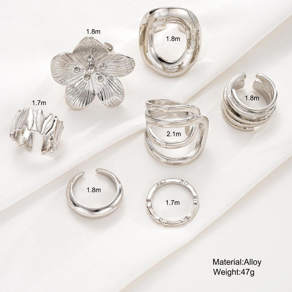 Damen Kreatives Ring-Set mit floralen und geometrischen Elementen Shop Nory