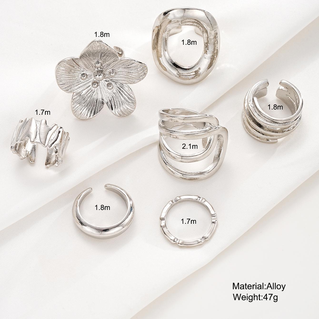 Damen Kreatives Ring-Set mit floralen und geometrischen Elementen Shop Nory