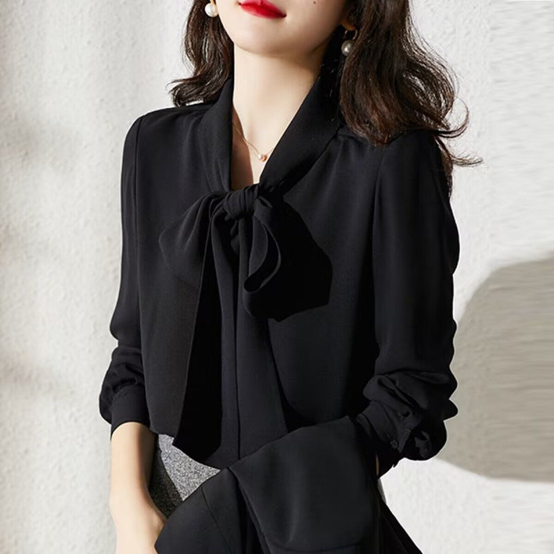 Damen Elegante Schleifenbluse