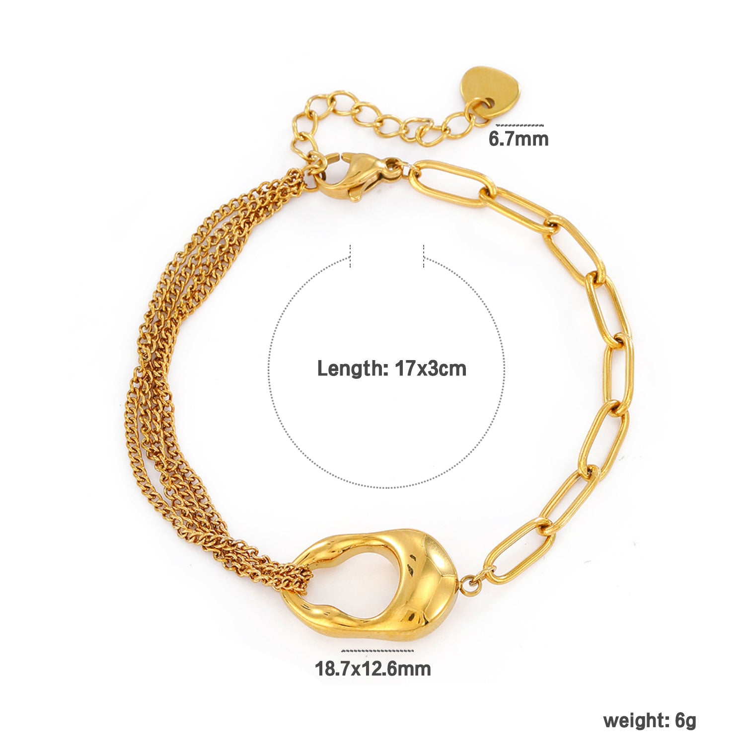Damen Armband mit stilvollem Herzdesign und verstellbarem Kettenschluss Shop Nory