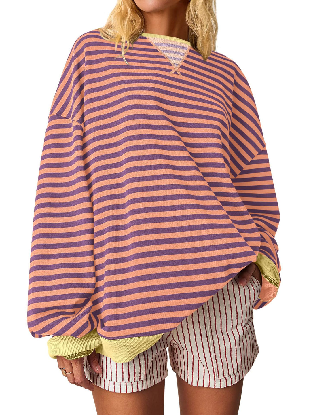 Damen Oversized gestreifter Sweatshirt