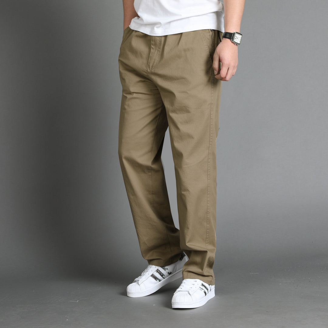 Herren Lässige Canvas-Chinohose mit elastischem Tunnelzugbund, aufgesetzten Taschen & geradem Bein Shop Nory