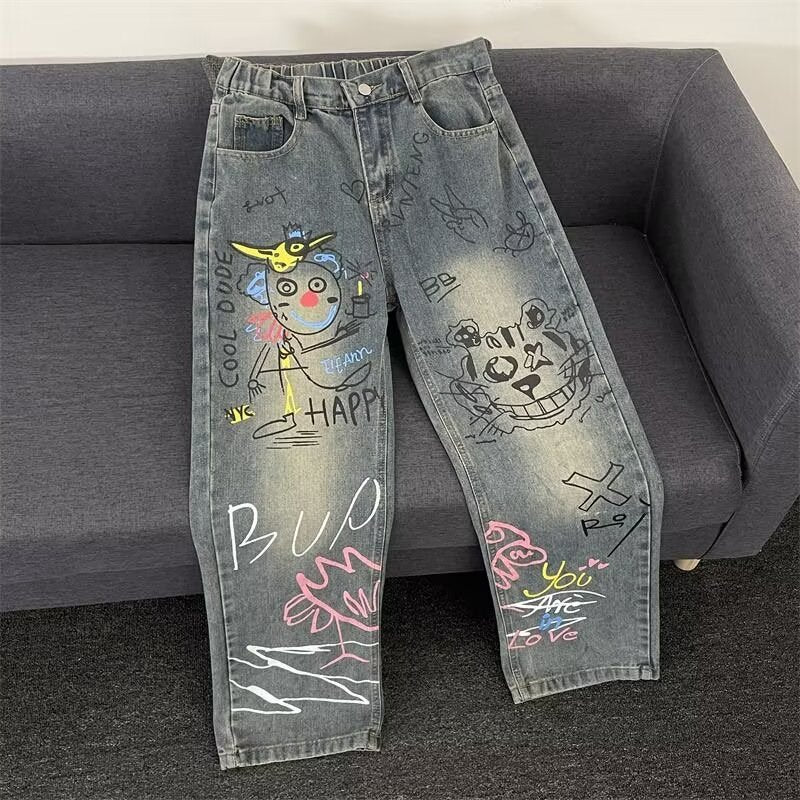 Damen Modische Jeans mit kreativem Grafikdruck Shop Nory