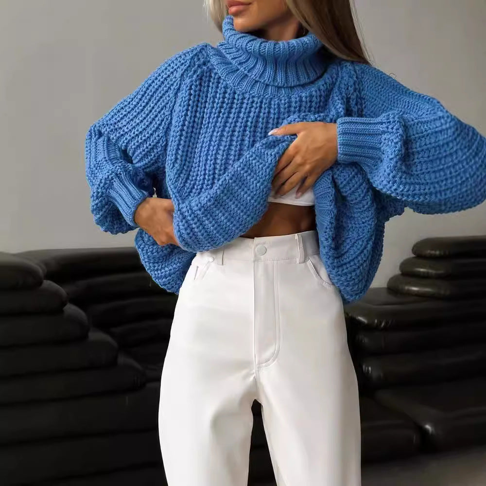 Damen Oversized Grobstrick-Pullover mit Rollkragen und weitem Schnitt Shop Nory