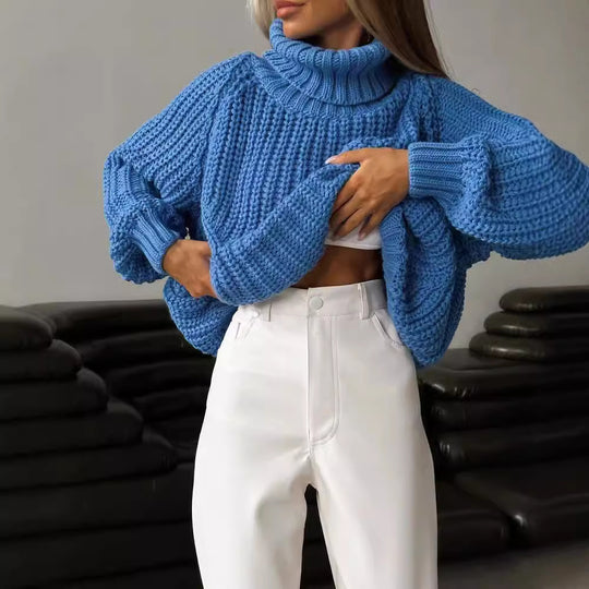 Damen Oversized Grobstrick-Pullover mit Rollkragen und weitem Schnitt Shop Nory