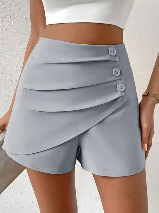 Damen Modische Shorts mit Drapierung und Knopfdetails