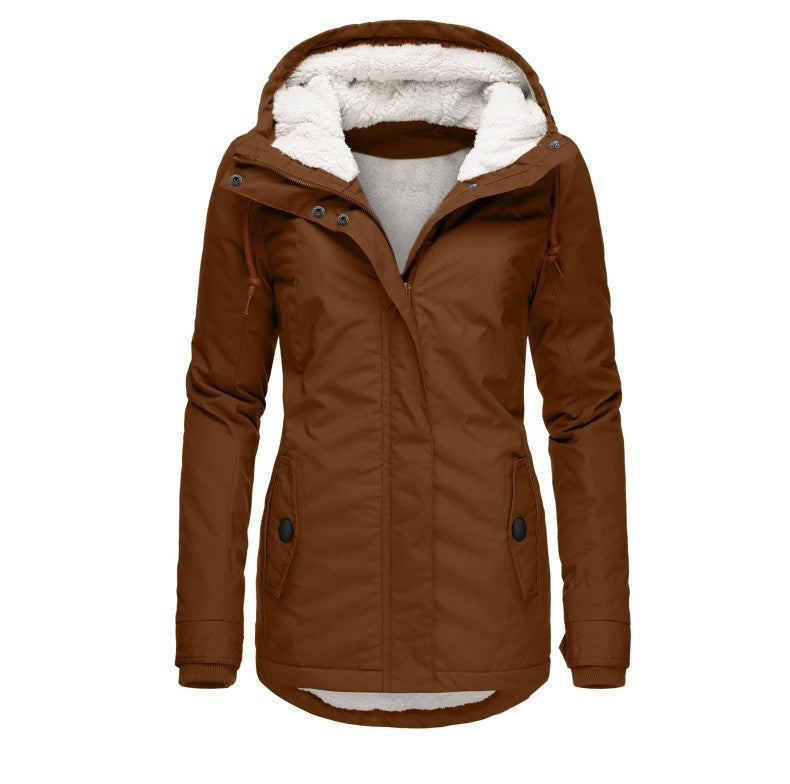Damen Parka mit Teddyfutter, Kapuze und taillierter Silhouette Shop Nory