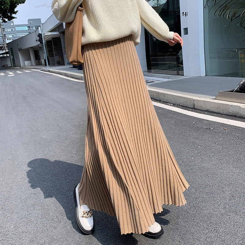 Damen Plissierter Maxirock mit elegantem Wellenmuster Shop Nory