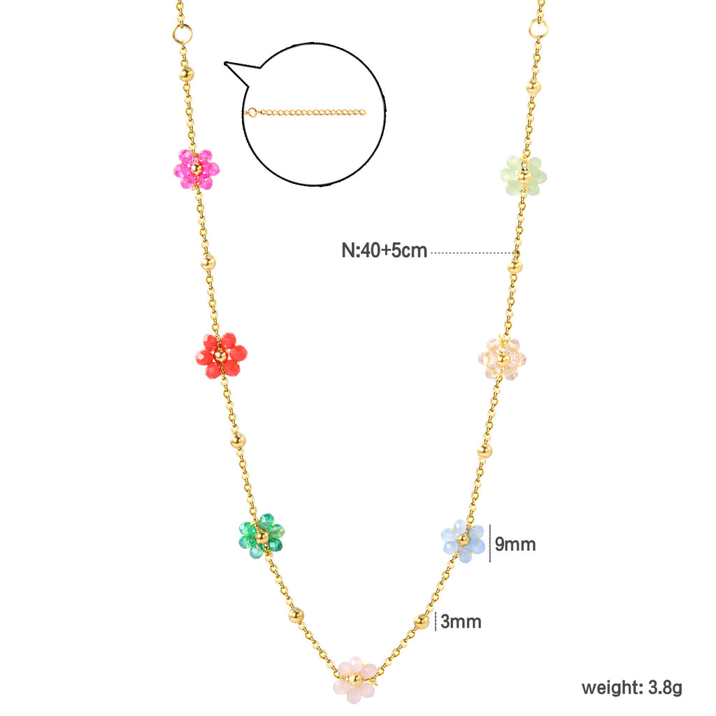 Damen Halskette mit floralem Design und hochwertigen Kristallakzenten Shop Nory